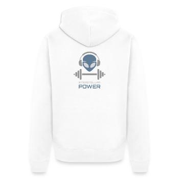Powerlifting Alien Fitness Gym - Unisex Premium Bio Zip Hoodie - Weiß - Hinten - Thijin (182cm)