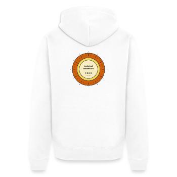 Technischer Warnstempel Toro - Unisex Premium Bio Zip Hoodie - Weiß - Hinten - Thijin (182cm)