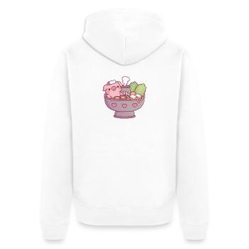 Lustiges Schwein entspannt sich im Dampfschiff-Hotpot-Whirlpool - Unisex Premium Bio Zip Hoodie - Weiß - Hinten - Thijin (182cm)