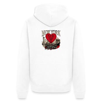 New York Herz Stadtlandschaft - Unisex Premium Bio Zip Hoodie - Weiß - Hinten - Thijin (182cm)