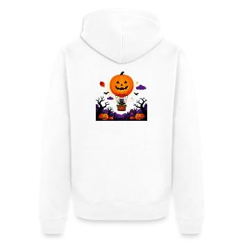 Kürbisballon-Katzen-Halloween-Szene - Unisex Premium Bio Zip Hoodie - Weiß - Hinten - Thijin (182cm)