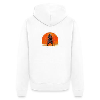 Samurai-Wächter in purpurroter Rüstung - Unisex Premium Bio Zip Hoodie - Weiß - Hinten - Thijin (182cm)