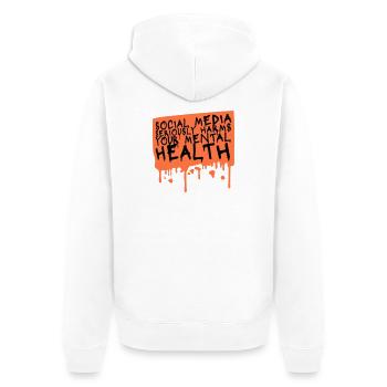 Les réseaux sociaux nuisent sérieusement à la santé mentale selon les affirmations - Veste à capuche bio Premium Unisexe - blanc - Dos - Thijin (182cm)