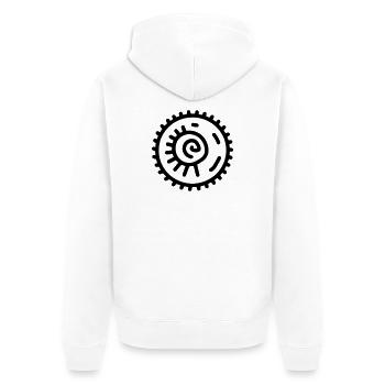 Fossil - Unisex Premium Bio Zip Hoodie - Weiß - Hinten - Thijin (182cm)