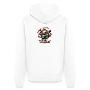 13er Schraubenschlüssel Vintage Druck - Unisex Premium Bio Zip Hoodie - Weiß - Hinten - Thijin (182cm)
