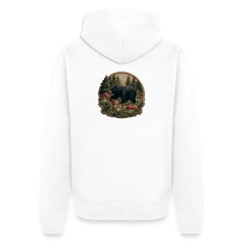 Waldbär im Pilzland Patch - Unisex Premium Bio Zip Hoodie - Weiß - Hinten - Thijin (182cm)