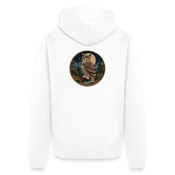 Mondschein Eulenpatch - Unisex Premium Bio Zip Hoodie - Weiß - Hinten - Thijin (182cm)