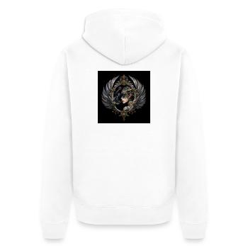Night Touch: Tier und Maske - Unisex Premium Bio Zip Hoodie - Weiß - Hinten - Thijin (182cm)