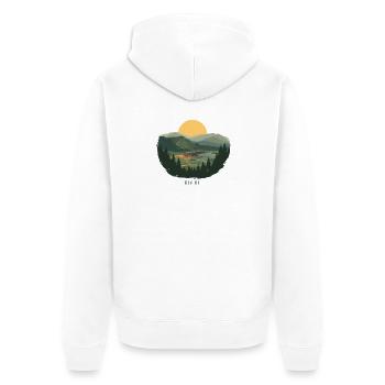Eifel Volcano Landscape | Vintage Poster - Unisex Premium Bio Zip Hoodie - Weiß - Hinten - Thijin (182cm)