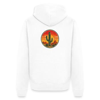 Cactus Retro Badge Vintage-Stil Grafik - Unisex Premium Bio Zip Hoodie - Weiß - Hinten - Thijin (182cm)