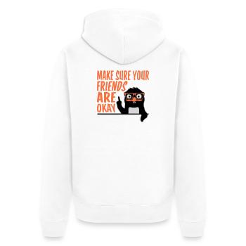 Make Sure Your Friends Are Okay Pinguin Nerd Geek - Unisex Premium Bio Zip Hoodie - Weiß - Hinten - Thijin (182cm)