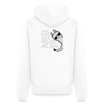Make Sure Your Friends Are Okay Lama Sonnenbrille - Unisex Premium Bio Zip Hoodie - Weiß - Hinten - Thijin (182cm)