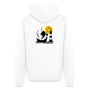 Segeln - Unisex Premium Bio Zip Hoodie - Weiß - Hinten - Thijin (182cm)