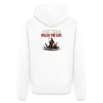 Un homme tient la ligne - Cadeau du Spartan Warrior Gym - Veste à capuche bio Premium Unisexe - blanc - Dos - Thijin (182cm)