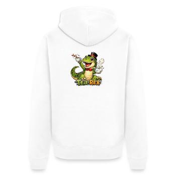 Tea-Rex  - Unisex Premium Bio Zip Hoodie - Weiß - Hinten - Thijin (182cm)