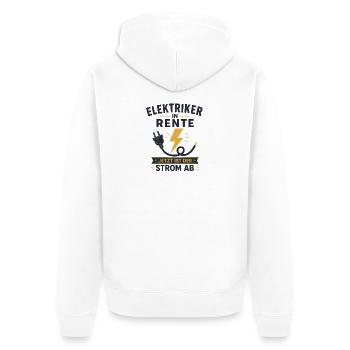 Elektriker in Rente – Lustiger Ruhestand Spruch - Unisex Premium Bio Zip Hoodie - Weiß - Hinten - Thijin (182cm)
