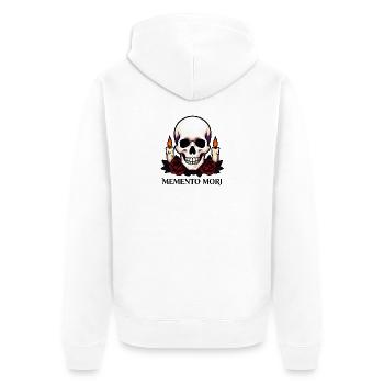 Memento Mori Skull with Candles and Roses - Unisex Premium Organic Zip Hoodie - white - Back - Thijin (182cm)