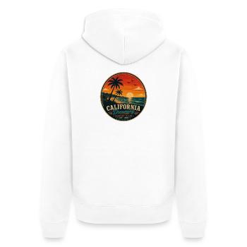 California Dreaming Vintage-Grafik - Unisex Premium Bio Zip Hoodie - Weiß - Hinten - Thijin (182cm)
