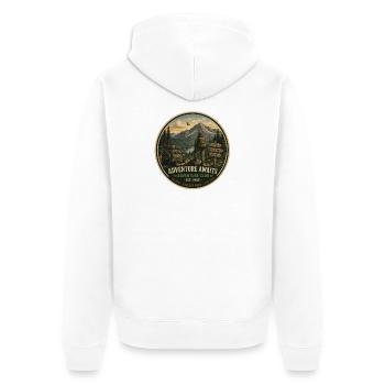 Abenteuer erwartet Vintage-Abenteuer-Grafik - Unisex Premium Bio Zip Hoodie - Weiß - Hinten - Thijin (182cm)