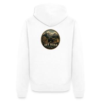 Offroad-Vintage-Abenteuergrafik - Unisex Premium Bio Zip Hoodie - Weiß - Hinten - Thijin (182cm)