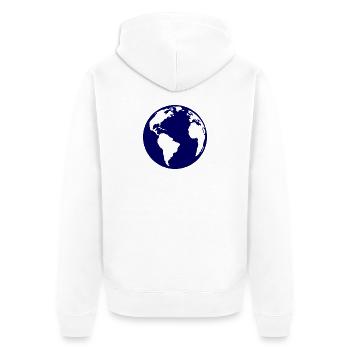 Erde - Unisex Premium Bio Zip Hoodie - Weiß - Hinten - Thijin (182cm)