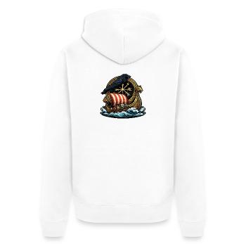 Rabenruder Viking-Schiff Emblem - Unisex Premium Bio Zip Hoodie - Weiß - Hinten - Thijin (182cm)