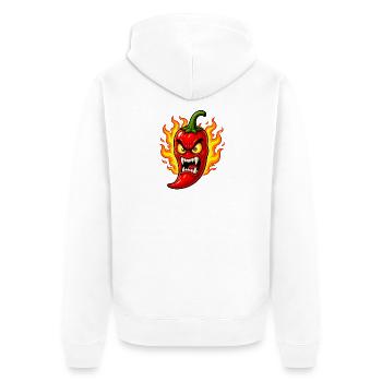 Wütende Chili Schote – Feuer Scharfes Cartoon Desi - Unisex Premium Bio Zip Hoodie - Weiß - Hinten - Thijin (182cm)