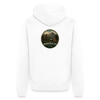 Graphisme d’aventure vintage Mountain Life - Veste à capuche bio Premium Unisexe - blanc - Dos - Thijin (182cm)