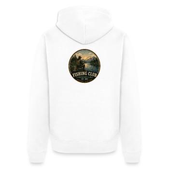 Angelclub Vintage Abenteuergrafik - Unisex Premium Bio Zip Hoodie - Weiß - Hinten - Thijin (182cm)