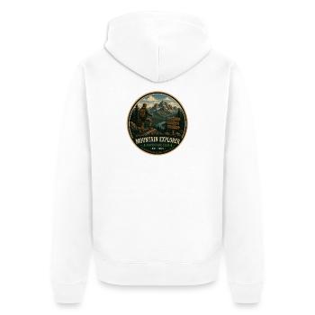 Graphique d’aventure vintage Mountain Explorer - Veste à capuche bio Premium Unisexe - blanc - Dos - Thijin (182cm)