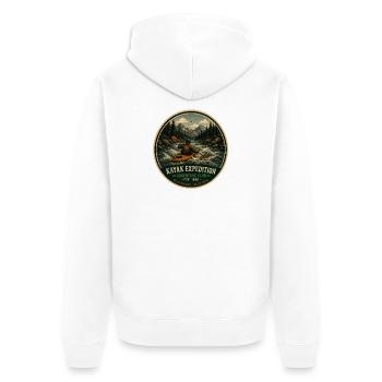 Kayak Expedition Vintage-Abenteuergrafik - Unisex Premium Bio Zip Hoodie - Weiß - Hinten - Thijin (182cm)