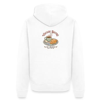 Vintage Bistro Kaffee Illustration - Unisex Premium Bio Zip Hoodie - Weiß - Hinten - Thijin (182cm)