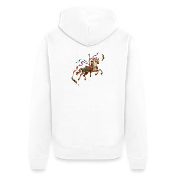 Goldene Karussellpferd und Feenbänder - Unisex Premium Bio Zip Hoodie - Weiß - Hinten - Thijin (182cm)
