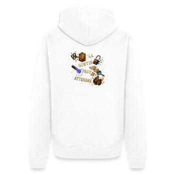 Sortie peut attendre – Steampunk mystique - Veste à capuche bio Premium Unisexe - blanc - Dos - Thijin (182cm)