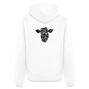 Schwarze grafische Kuh – Geometrisches Porträt - Unisex Premium Bio Zip Hoodie - Weiß - Hinten - Thijin (182cm)