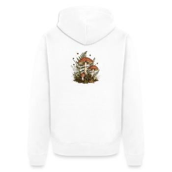 Cottagecore Mushroom Botanical Vintage - Unisex Premium Bio Zip Hoodie - Weiß - Hinten - Thijin (182cm)