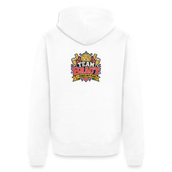 Team Braut Chaos mit Plan JGA - Unisex Premium Bio Zip Hoodie - Weiß - Hinten - Thijin (182cm)