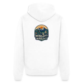 Bergluft statt Büroluft Wandern - Unisex Premium Bio Zip Hoodie - Weiß - Hinten - Thijin (182cm)