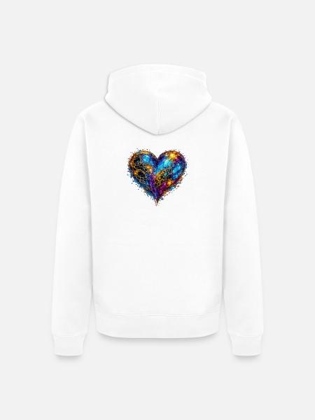 Celestial Heart - Unisex Premium Organic Zip Hoodie - white