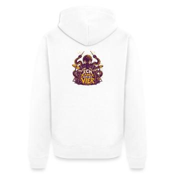 Ich zähle nur bis vier – Drummer Oktopus - Unisex Premium Bio Zip Hoodie - Weiß - Hinten - Thijin (182cm)