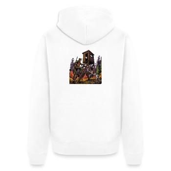Chasseur et chien à la tribune haute - Veste à capuche bio Premium Unisexe - blanc - Dos - Thijin (182cm)