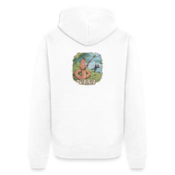 Wie du mir, so ich dir – Wurm angelt Angler - Unisex Premium Bio Zip Hoodie - Weiß - Hinten - Thijin (182cm)