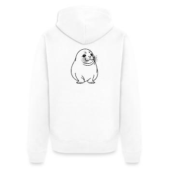 Chubby seal One Line animal motif - Unisex Premium Organic Zip Hoodie - white - Back - Thijin (182cm)