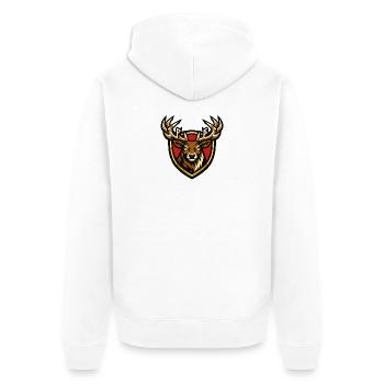 Hirsch im Wappenstil - Unisex Premium Bio Zip Hoodie - Weiß - Hinten - Thijin (182cm)