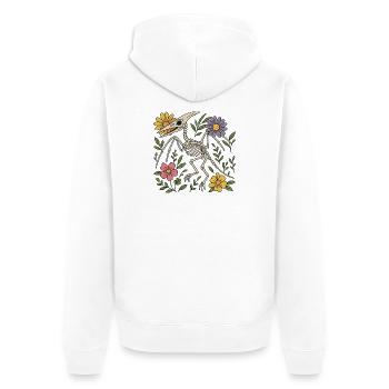Pterodactylus Skelett mit Blumen - Unisex Premium Bio Zip Hoodie - Weiß - Hinten - Thijin (182cm)