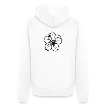 Hibiskusblüte - Unisex Premium Bio Zip Hoodie - Weiß - Hinten - Thijin (182cm)