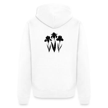 Irisblume - Unisex Premium Bio Zip Hoodie - Weiß - Hinten - Thijin (182cm)