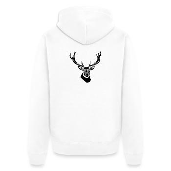 Black Graphic Deer – Geometric Portrait - Unisex Premium Organic Zip Hoodie - white - Back - Thijin (182cm)