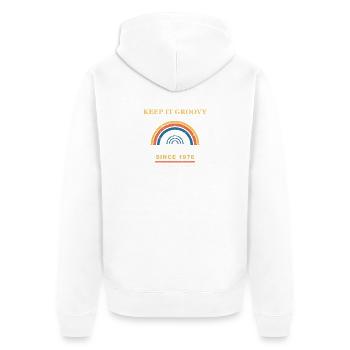 Keep It Groovy - Unisex Premium Organic Zip Hoodie - white - Back - Thijin (182cm)