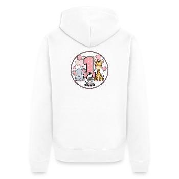 Cercle des Amis Animaux pour le Premier Anniversaire - Veste à capuche bio Premium Unisexe - blanc - Dos - Thijin (182cm)